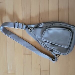 Antik Kraft Convertible Sling Fanny Pack Crossbody Bag In Gray Vegan Leather